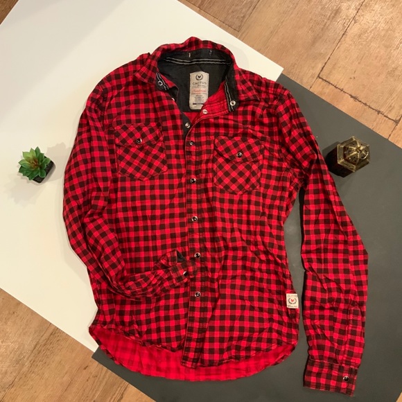 Cactus Black and Red Checker Button down - Picture 2 of 8